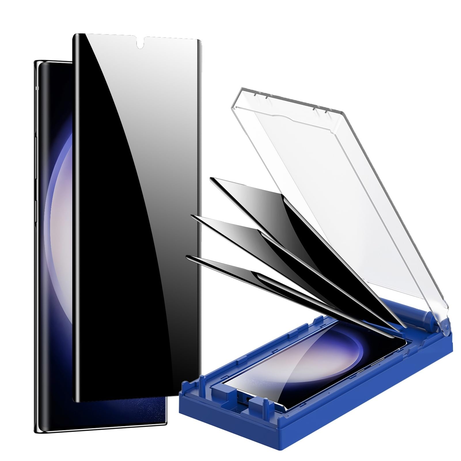 Fpxdesc Privacy Screen Protector for Samsung Galaxy S23 Ultra [28° Anti-Spy] [Bubble-Free Installation] [Fingerprint Unlock Compatible] Shatterproof -