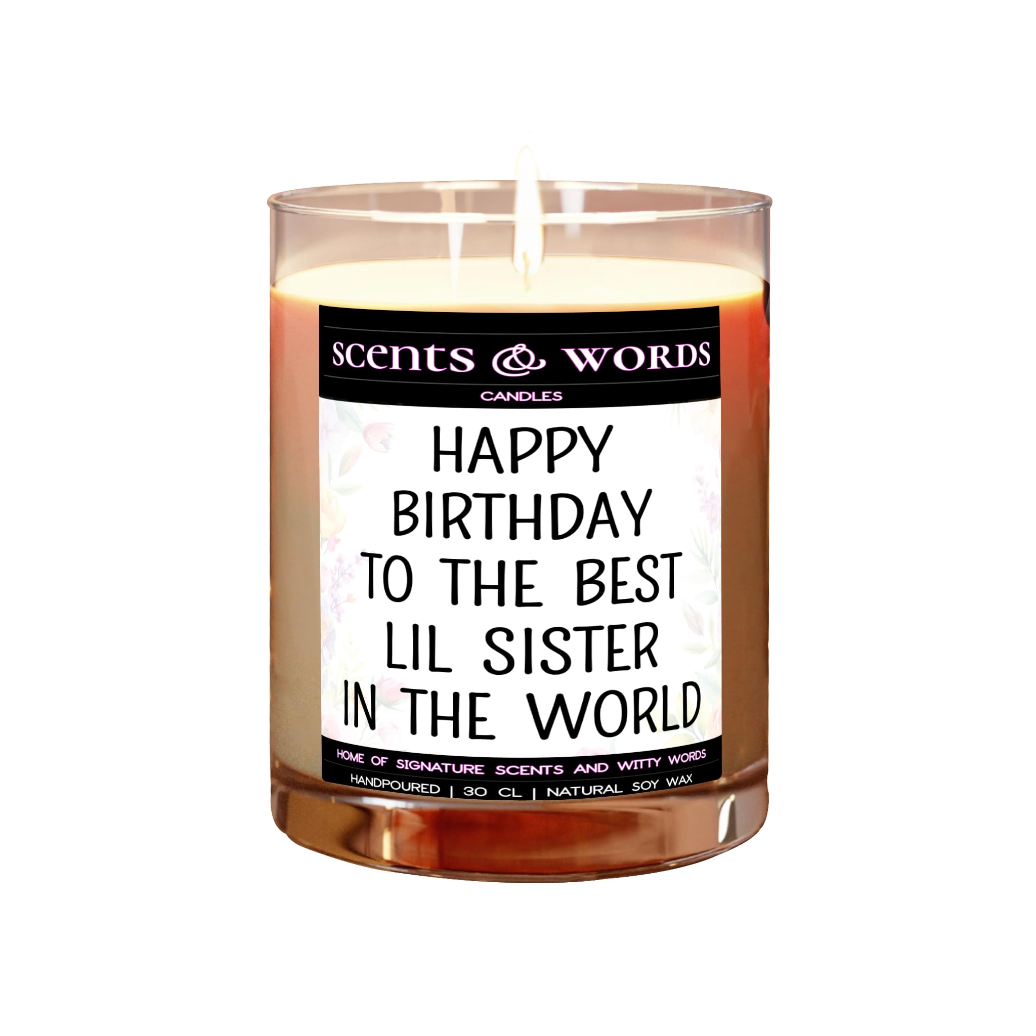 Scents&Words Candle, Gifts or Presents for Lil Sisters, Happy Birthday to The Best Lil Sister, Scented Candles - snw1145 (Frosted Winter Berries)
