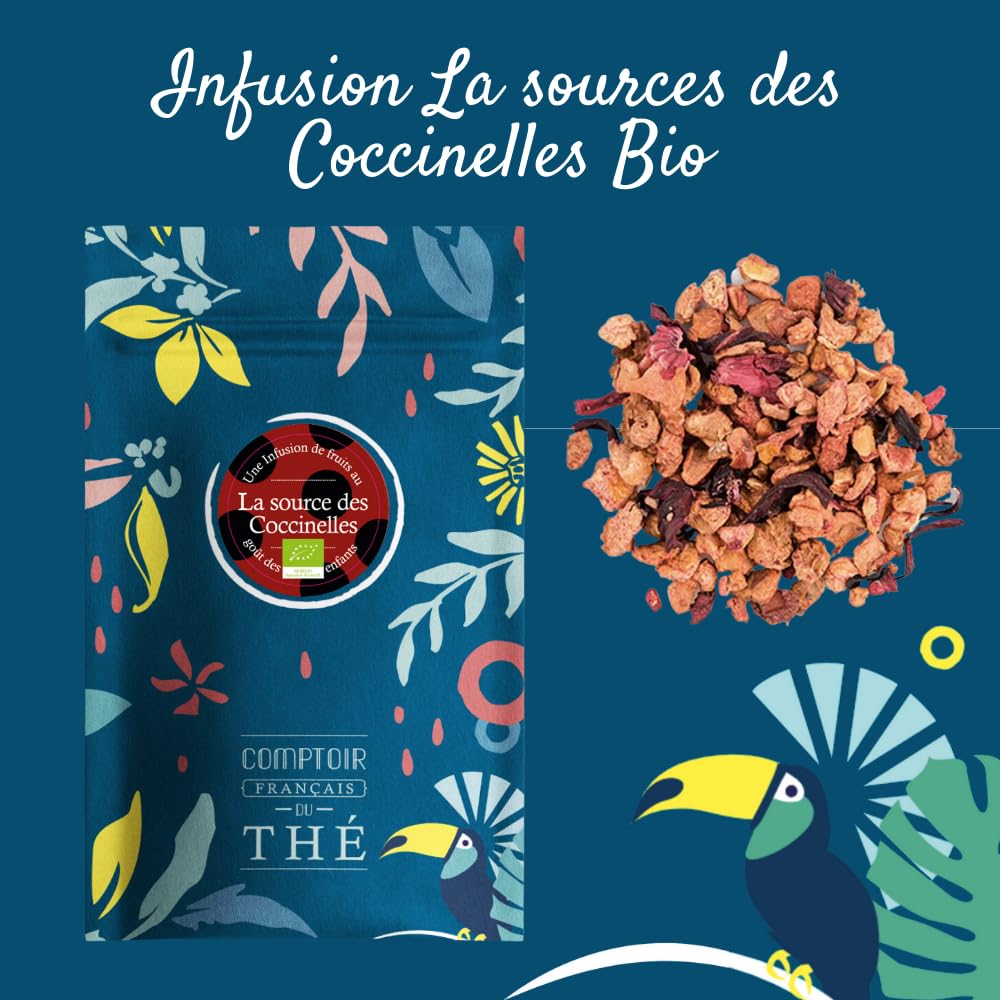 COMPTOIR FRANÇAIS DU THÉ - 2x100 g d'infusion fruitée | Notes de fruitée et gourmande - Délicieux chaud ou glacé, parfait en thé glacé maison - coffret thé à offrir - thé de Noël