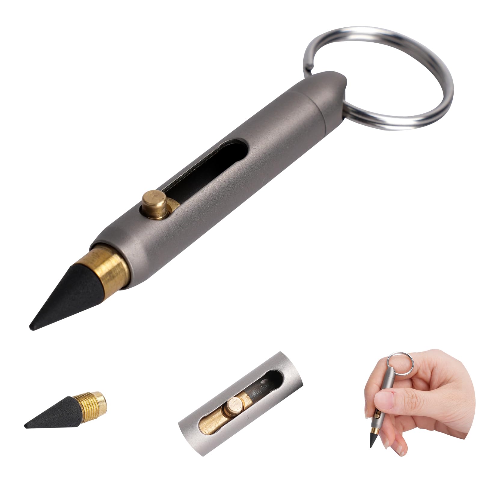 SMOOTHERPRO Mini Infinity Pencil | With Keychain | TItanium | Portable | Infinity Inkless Metal Pencil | For Note Taking Sketch Drafting Writing Office (FM01)