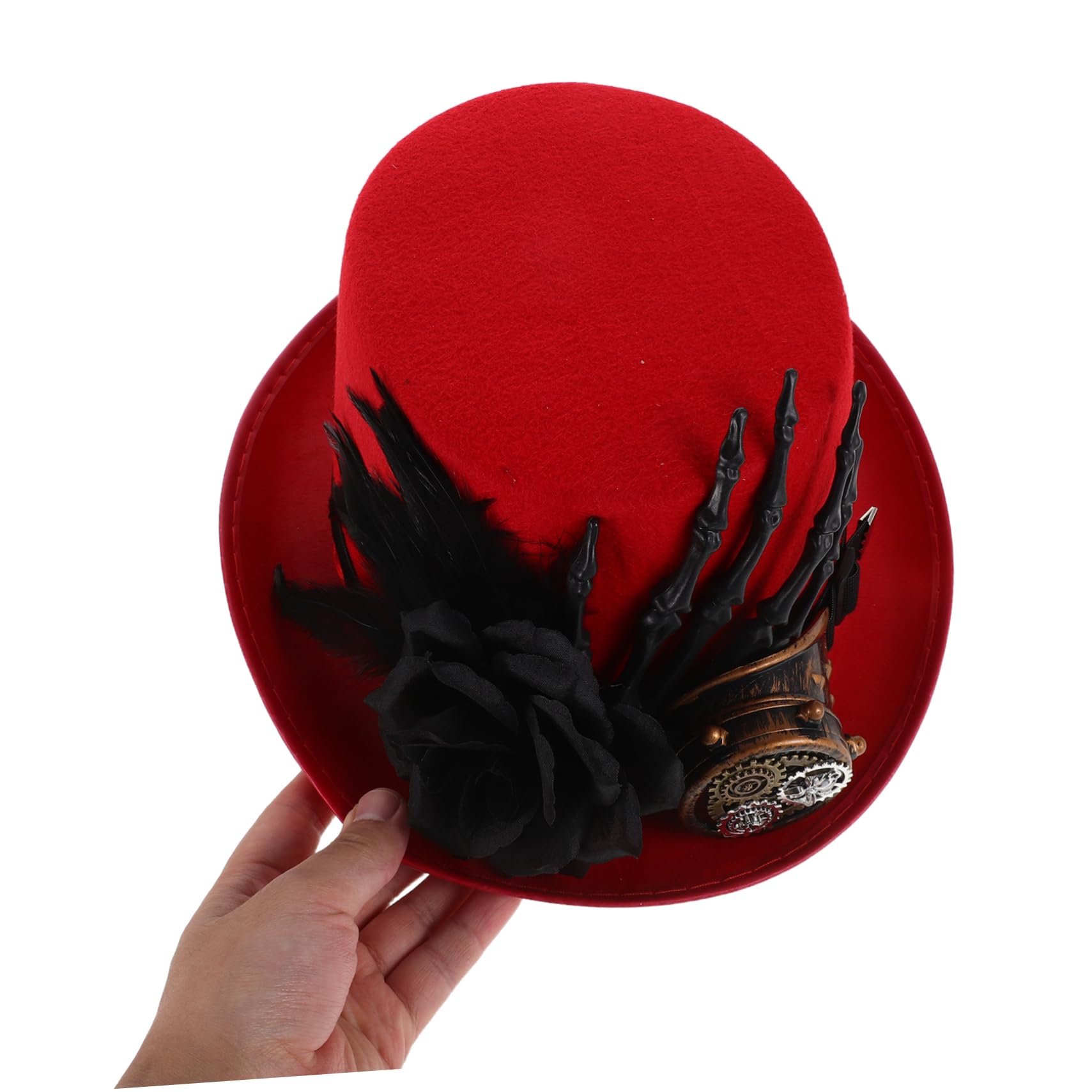 Healeved Sombrero de Copa de Halloween Diseño Steampunk con Calavera y Gafas para Fiesta de Cosplay para Hombres y Mujeres