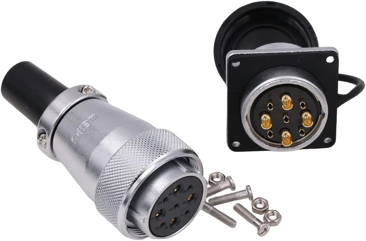 Weipu WS28 9 Pin Power Connector Aviation Circular Metal Bulkhead Automotive Electrical Square Panel Mount Plug Socket Wire Cable for LED Power Signal
