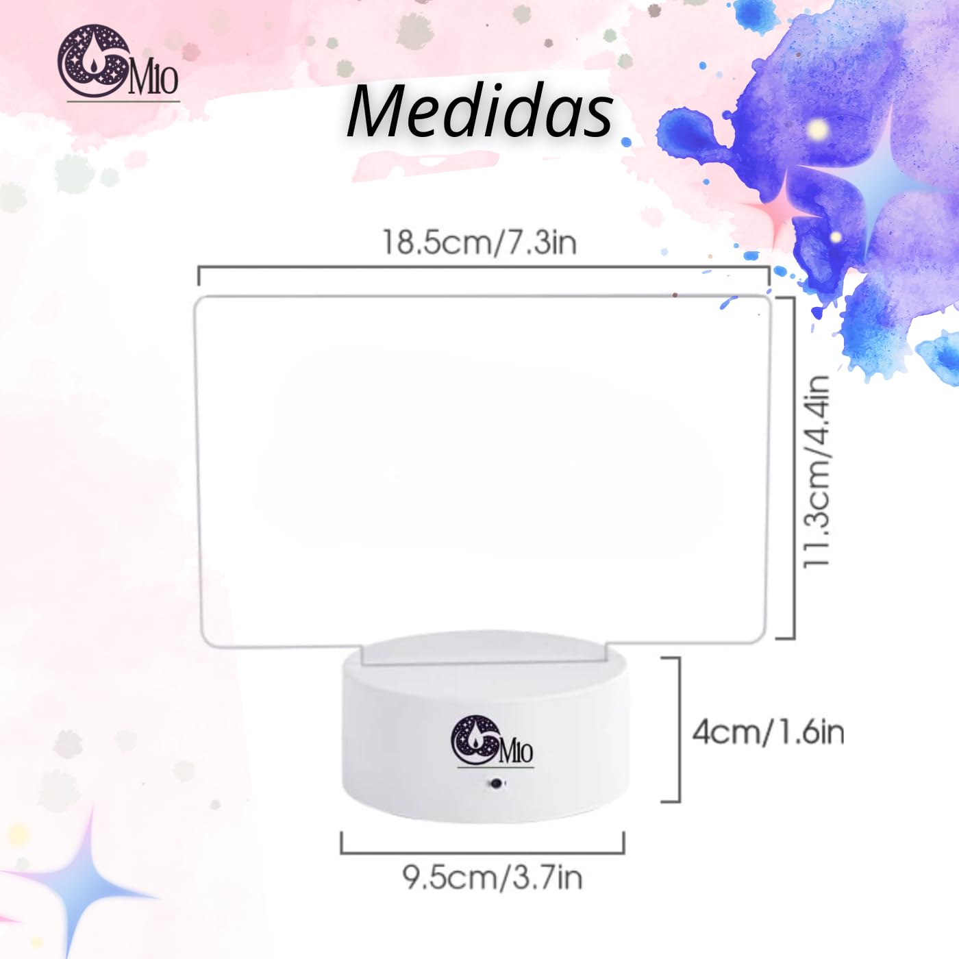 Pizarra LED Luz de Notas Inalámbrico - Tablero Acrílico Portátil Luminoso 16 Tonos de Luz - Decoración