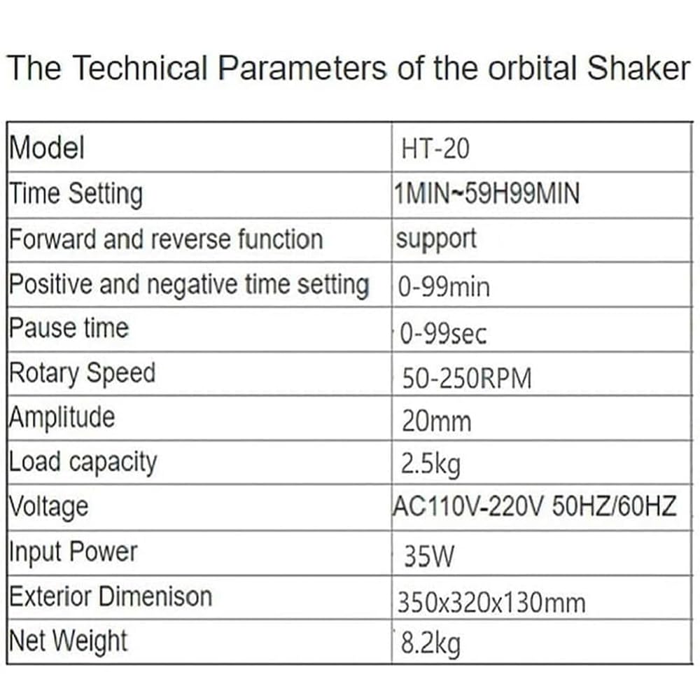 Agitador orbital de laboratorio, oscilador rotador de 50-250 rpm, temporizador digital ajustable de 4 varillas, para frascos de 4 x 250 ml o 6 x 100 ml