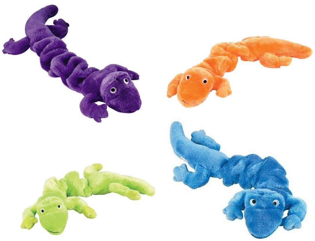 Zanies Plüsch Bungee Geckos Hundespielzeug, 40,6 cm, Bundle blau (4 Stück, Neon grün, orange, und lila)