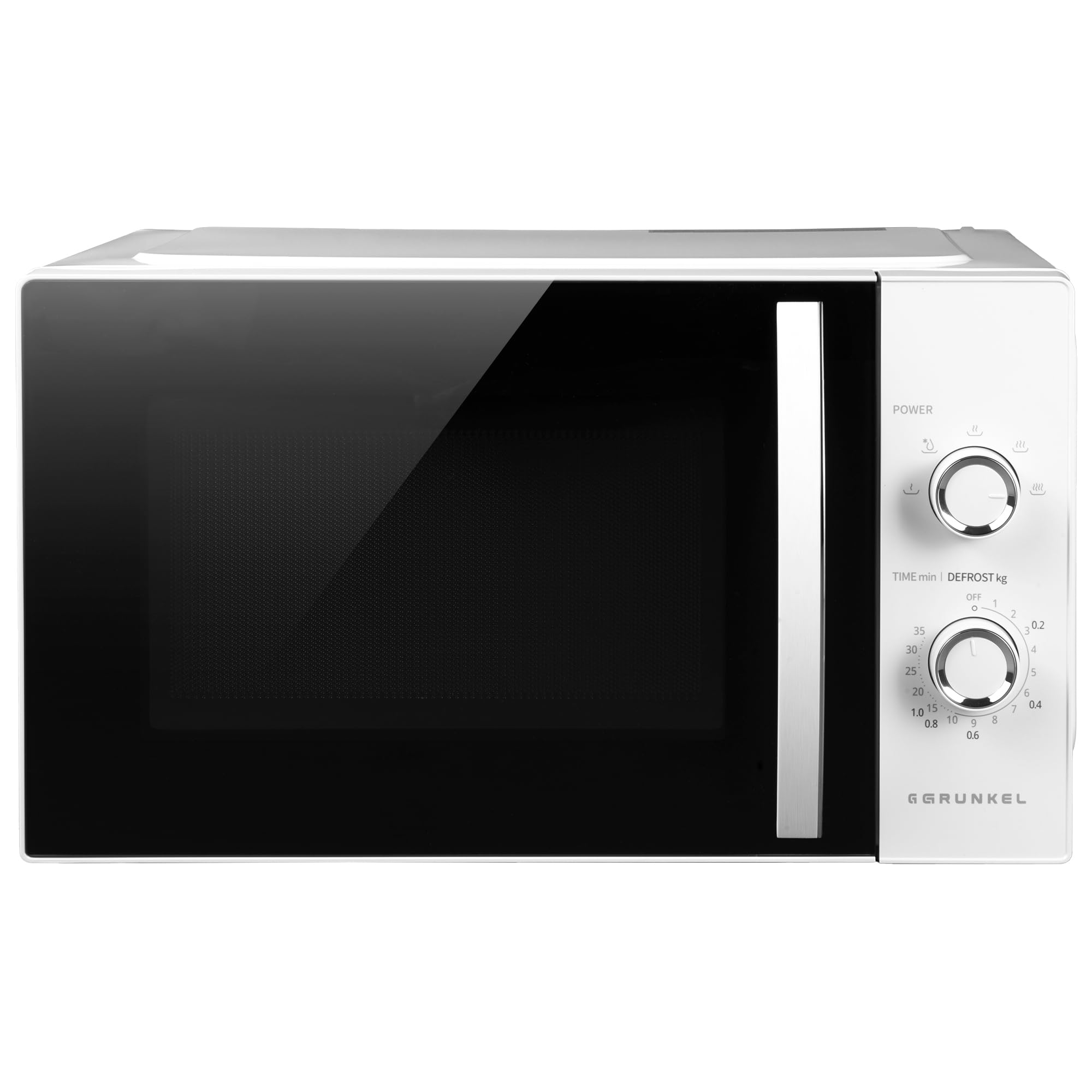 Microondas Grunkel con grill de 800w y 25 litros de capacidad MW-25MA con 5 niveles de potencia, descongelacion y plato de 24,5cm. (Sin Grill)