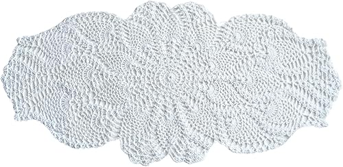 Miniatura 8 de Phantomon Manteles individuales ovalados de encaje hechos a mano, redondos, de punto, para sofá, muebles, mantel vintage, 23 x 12 pulgadas, 100%