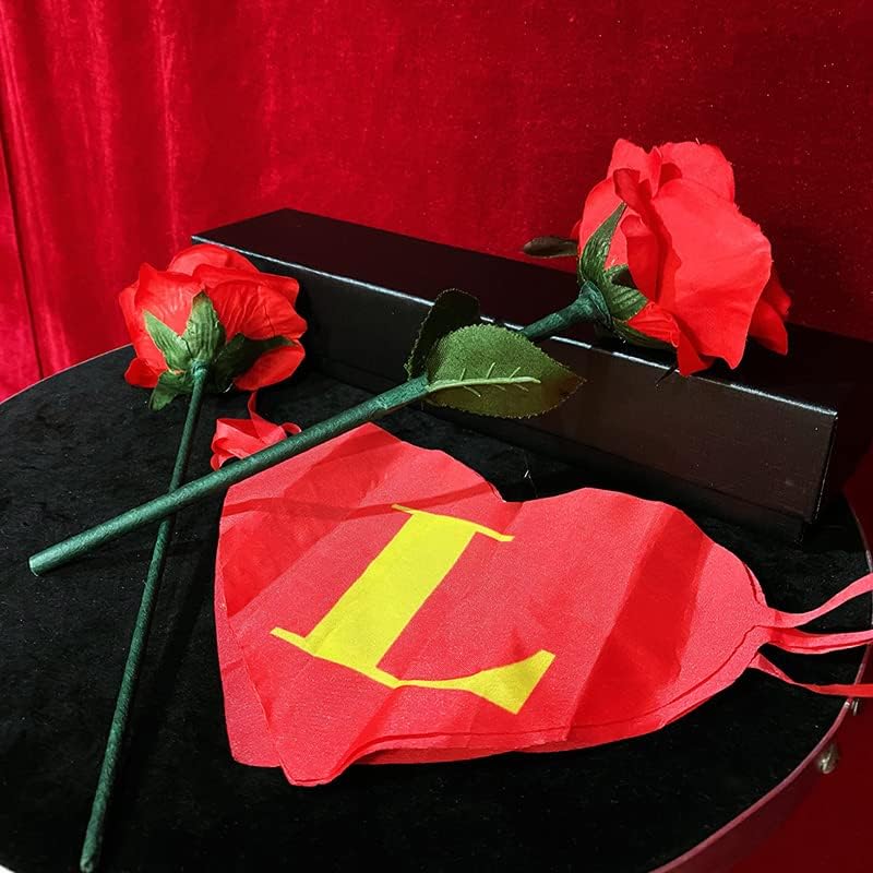 SUMAG Rose Silk to Blendo Magic Tricks Visual Rose Change Magic Three Effects Magician Stage Illusions Gimmicks Mentalism Props(Love Blendo)
