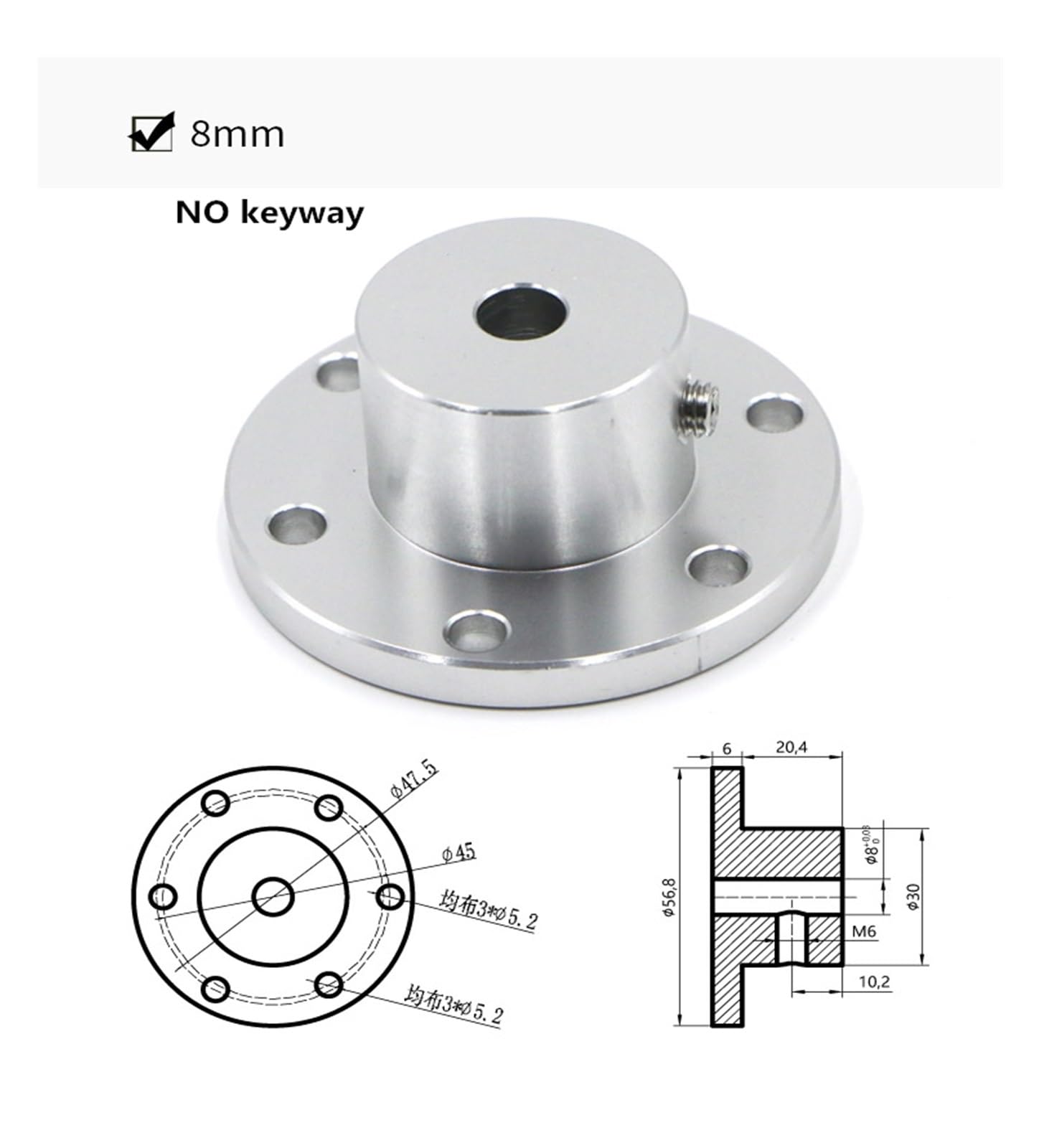 Coupleur à Bride, Accouplement à rainure de clavette 5 6 8 10 12 14 15 16 18 mm(10mm Keyway)