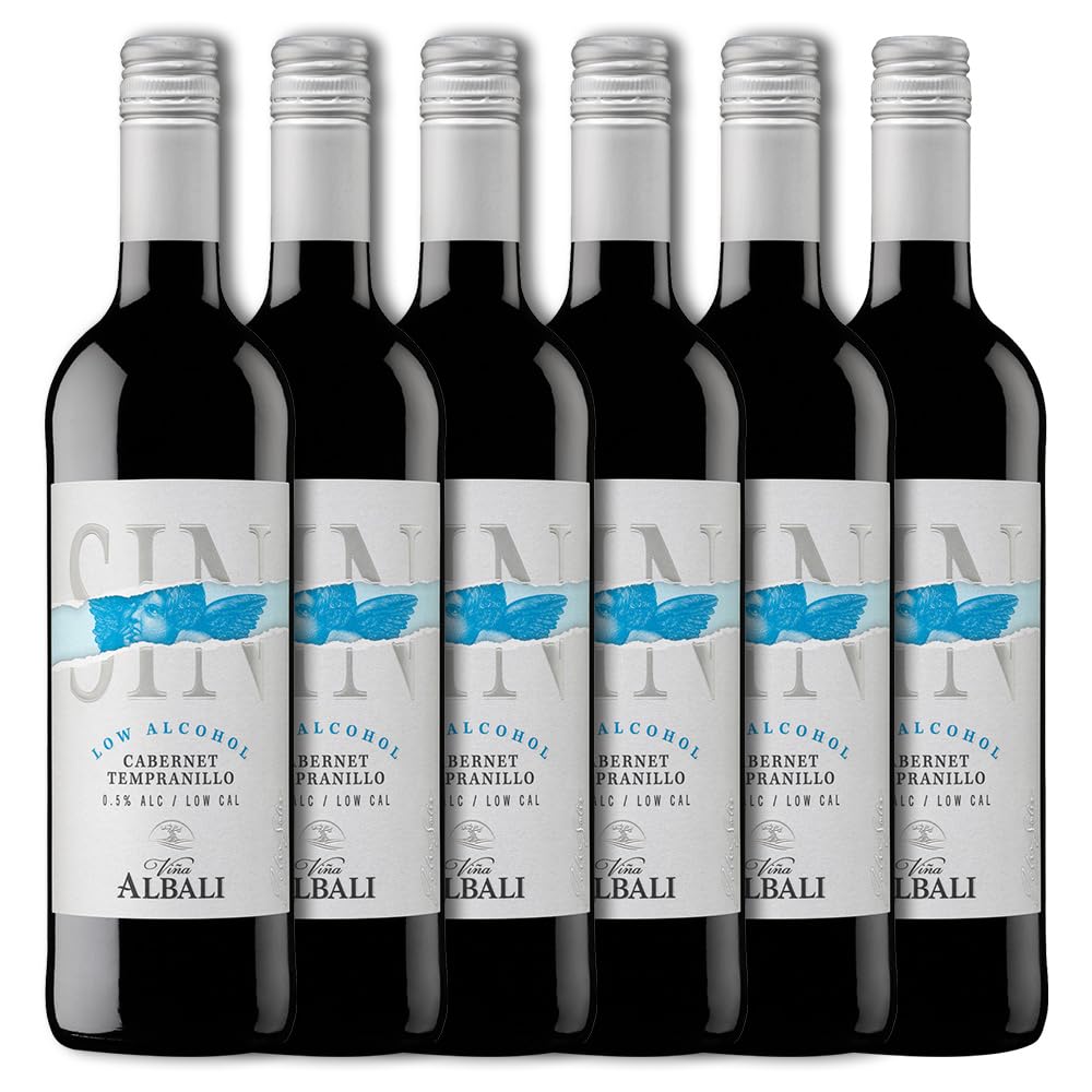 Viña Albali Tinto Cabernet Tempranillo Low Alcohol, Paquete de 6 x 750 ml - Total: 4500 ml
