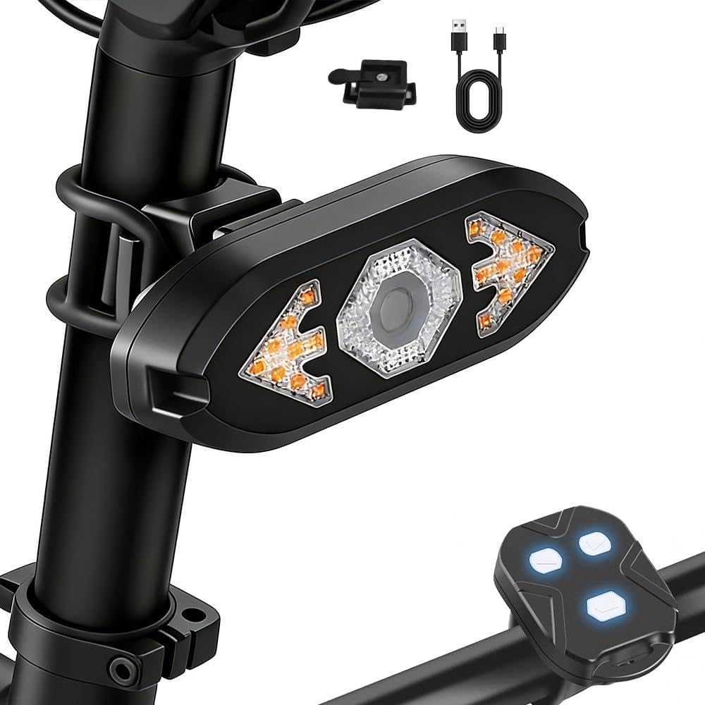 Blinker E Scooter, IPX4 USB Wiederaufladbar E Scooter Blinker mit Funkfernbedienung & Automatische Bremsanzeige & Kurvenwarnung, mit 5 Modi, für Xiaomi M365/Pro2/1S Ninebot