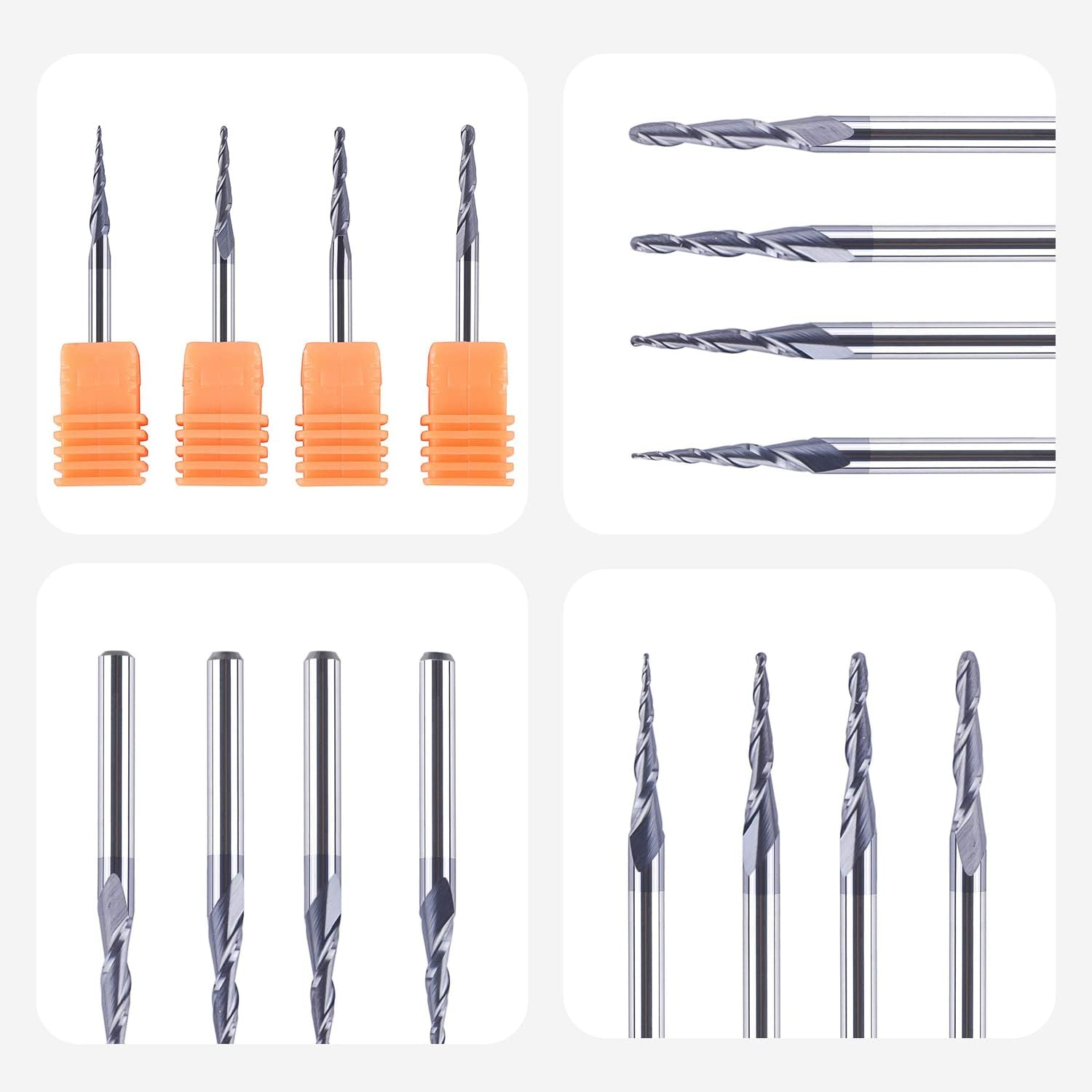 SpeTool 4Pcs Spiral Ball Nose CNC Router Bit Set, TiAlN Coated Solid Carbide End Mill for 3D Engraving & Woodworking - Image 3