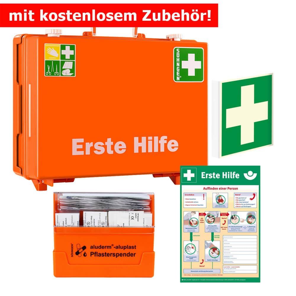 aluderm by Söhngen SÖHNGEN® Erste-Hilfe Basic Set DIN 13169, inkl. aluderm-aluplast Pflasterspender, Art.-Nr. 608699 | Erste Hilfe Station | Erste Hilfe Set | Erste Hilfe Komplettpaket