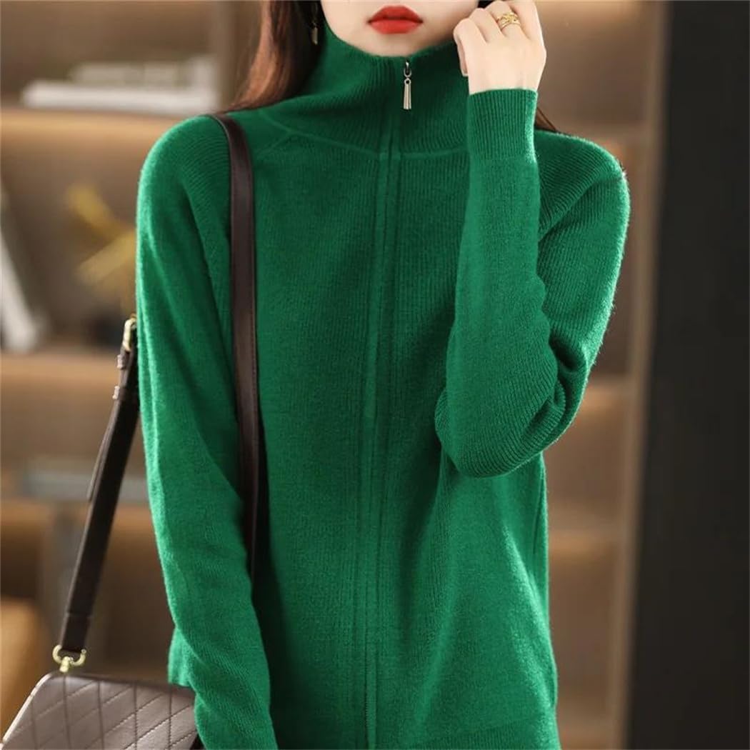 Women's Rayon Blend Knit Cardigan with Double Zippers Long Sleeve Open Front Jacket Loose Drapey Cardigan Sweater - Image 2