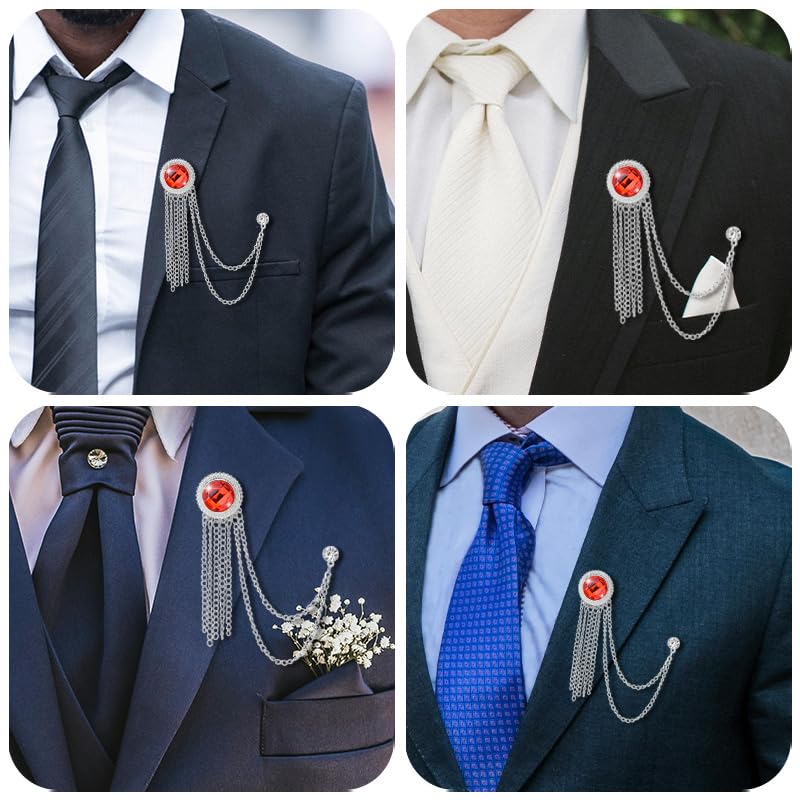 Broche de hombre para trajes de boda con pin de solapa y gemas 5