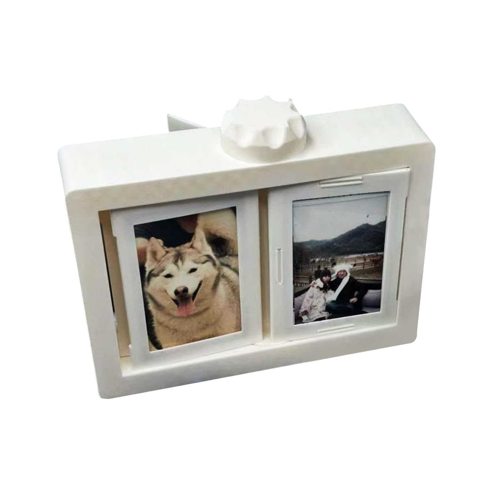 hogtnd Rotatable Picture Album 2x3Inch Holds 12 Slots Desktop Shelf Display for Giving Immediate Photo Owner