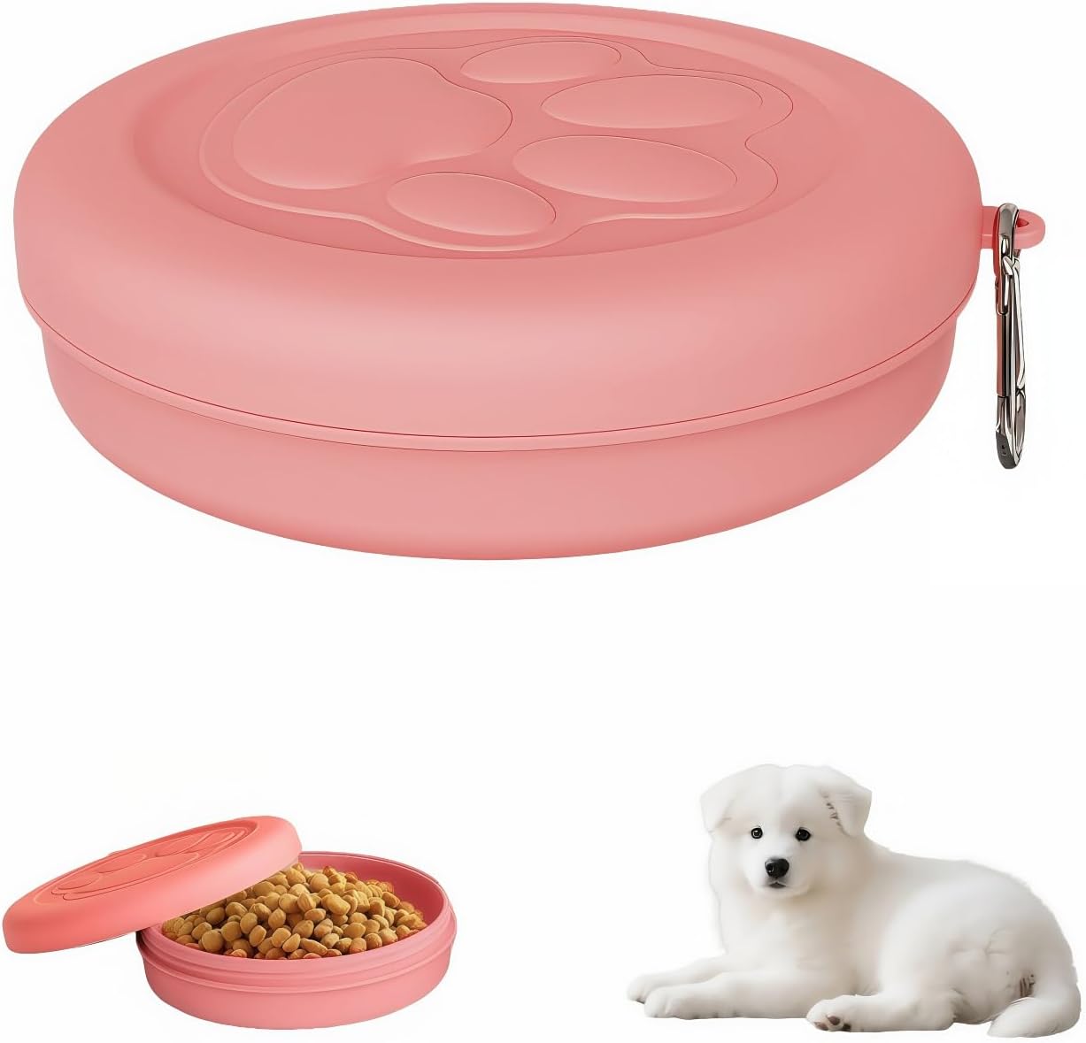 Travel-Friendly Spill-Proof Dog Bowl with Carabiner – BPA-Free Silicone (Pink, 250ml) Travel-Friendly Spill-Proof Dog Bowl with Carabiner – BPA-Free Silicone (Pink, 250ml)