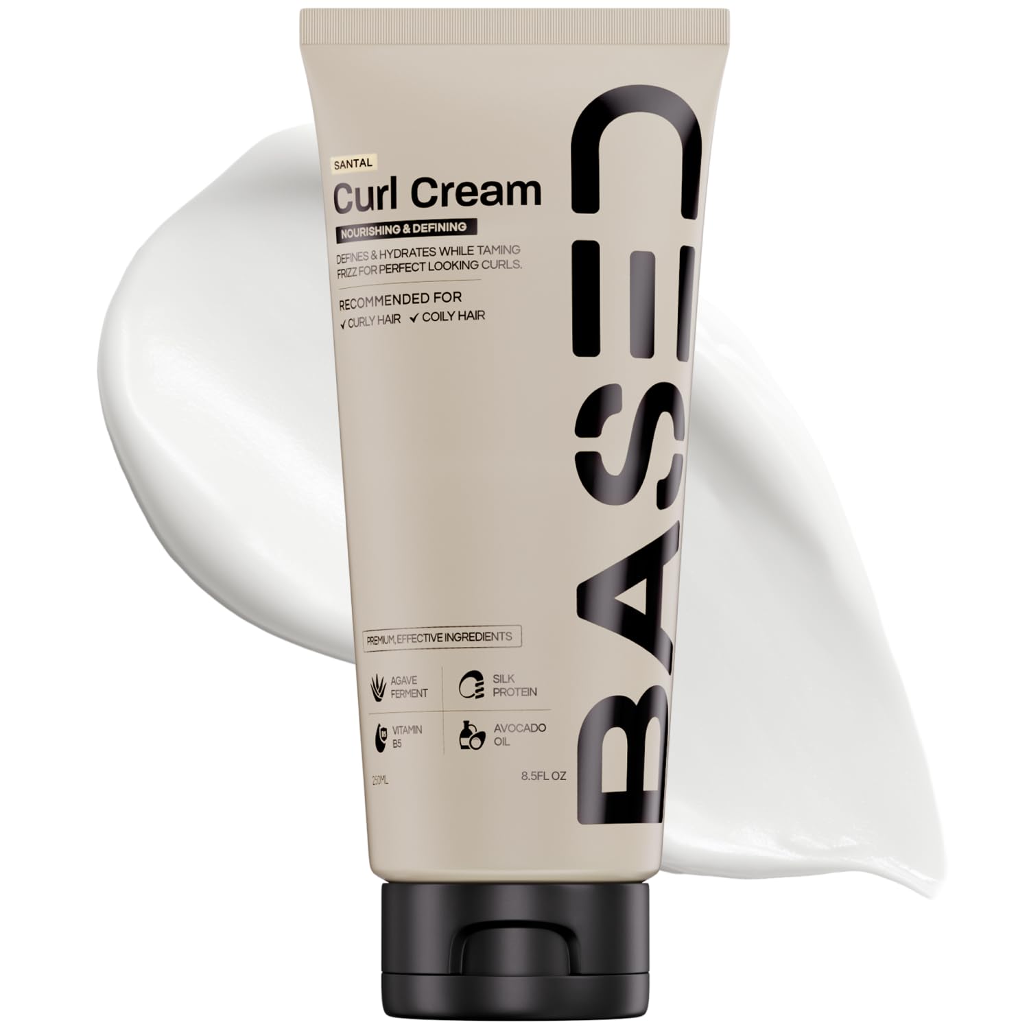 BASED BODYWORKS All-Natural Curl Crem: Defines Curls Controls Frizz Medium Fixing All Day Hydrates and Nourishes with Agave Silk Protein and Castor Oil
