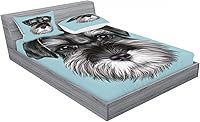 Vista 139 de Lunarable Grey Fitted Sheet & Pillow Sham Set, Pattern with Random Footprints Paw Traces Pet Legs Friendly Cats and Dogs, Decorative Printed 3 Piece