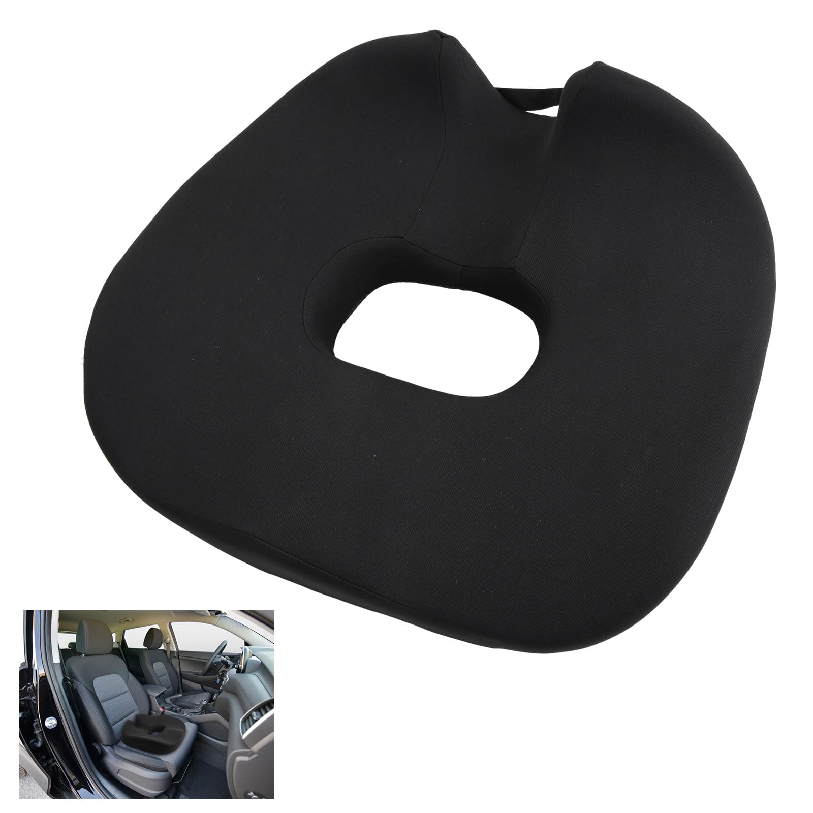 PTJJXA Cojin Coxis de Espuma Memoria 47x46cm, Cojin Ergonomico Coxis Silla Oficina, Cojín para Asiento Automóvil, Funda Lavable, Cojín Ortopédico para Silla de Ruedas (Grande)