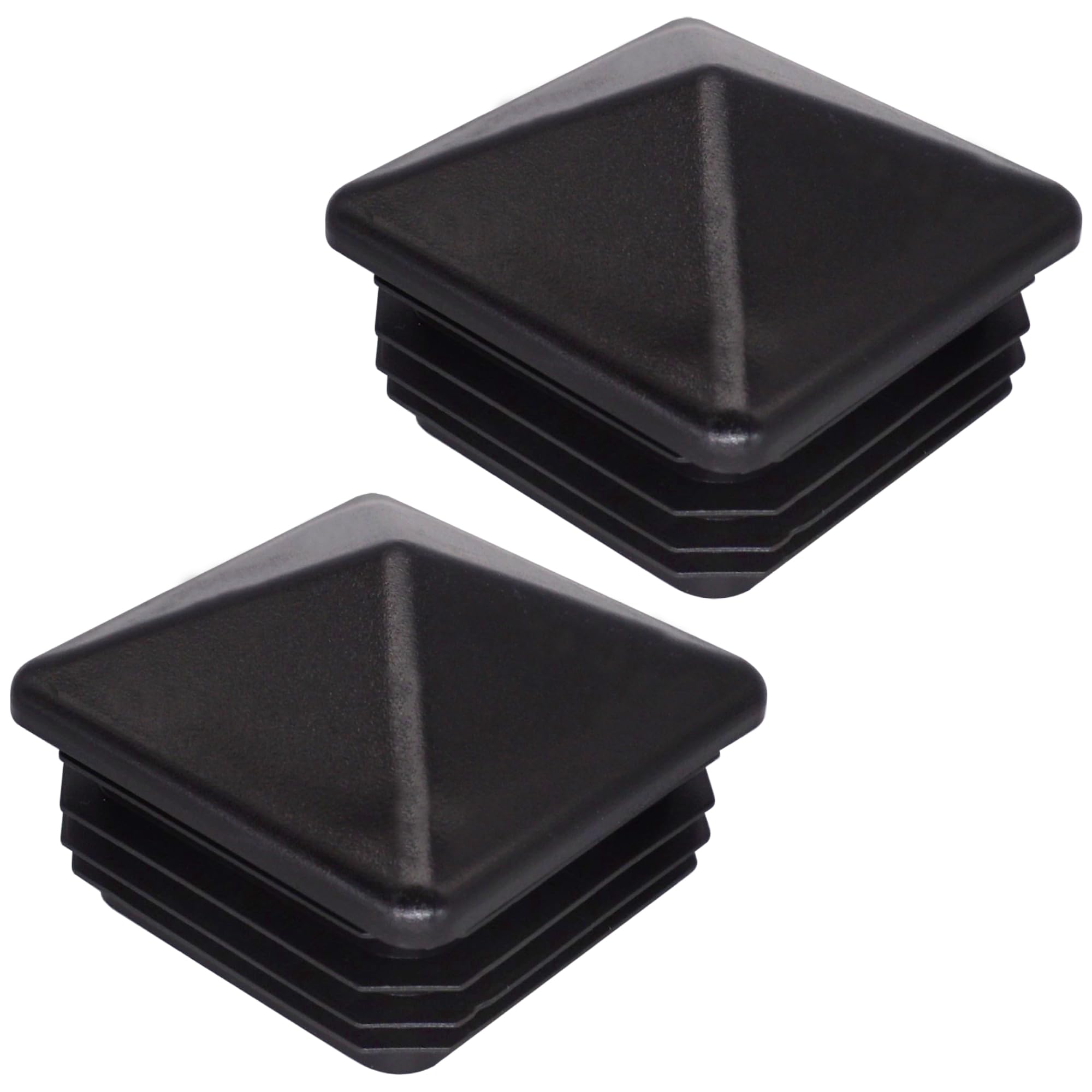 SKIR'CO (2 pcs) Square Plastic Plugs 60 x 60 mm, Tube End Caps, Fence Post Plugs, Square Tube Inserts, Black RAL 9005