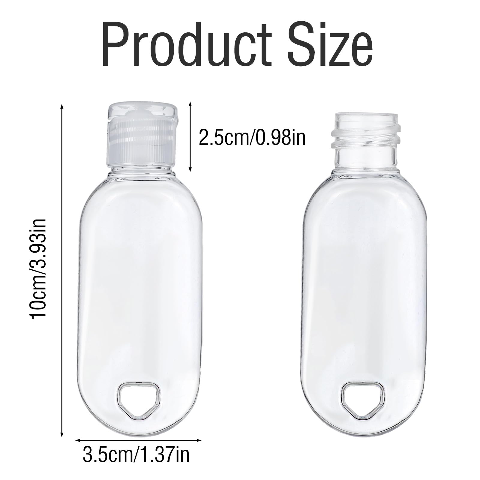 Tucnoeu Hand Sanitizer Keychain 10 Pcs Travel Bottles with Keychain,1.7oz (50ml) Portable Plastic Leakproof Squeeze Bottles Kits with Flip Cap for Home Office Outdoor - Image 2