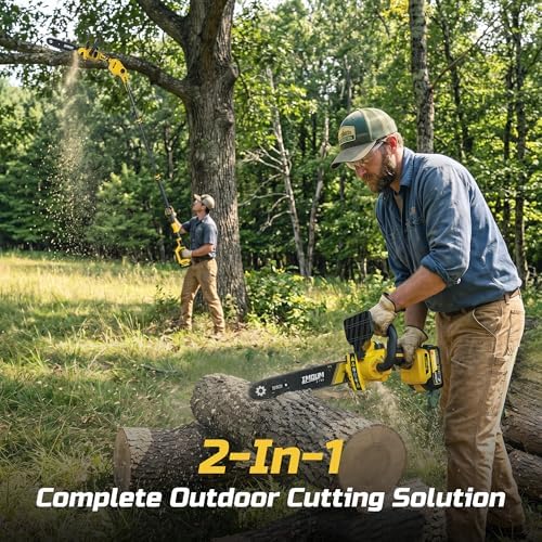 IMOUMLIVE 10" Pole Saw & Mini Chainsaw 2-In-1, Dual 21V Battery Powered image 5