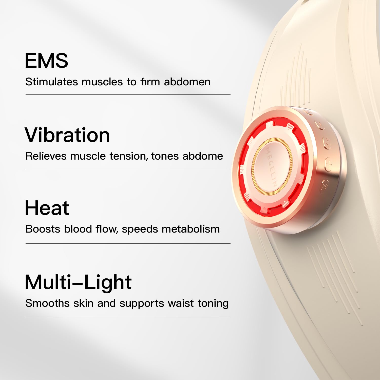MEGELIN EMS Bauchtrainer, EMS Toning Gürtel Für Muskelaufbau, Bauchtrainer - Stimulationsgerät Bauch Muskeln - Bauchmuskeltrainer für Männer und Frauen