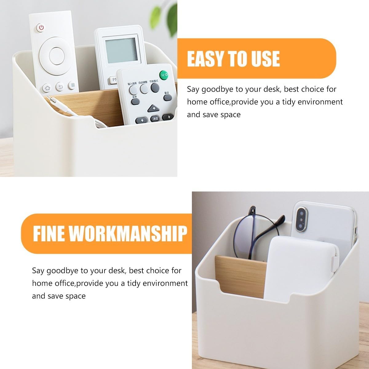 KALLORY 2pcs Multipurpose Desktop Pencil Storage Holder and Remote Controller Plastic Organizer Box for Office and Home Desk Stationery Management image 5