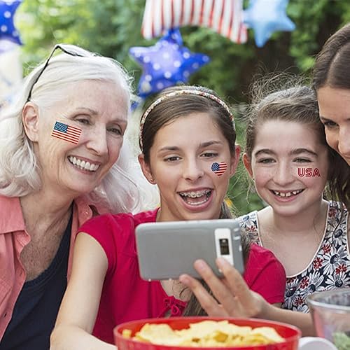 Miniatura 5 de Hying 10 tatuajes patrióticos temporales para niños y adultos, bandera estadounidense, Día de los Caídos, tatuajes temporales para el Día del