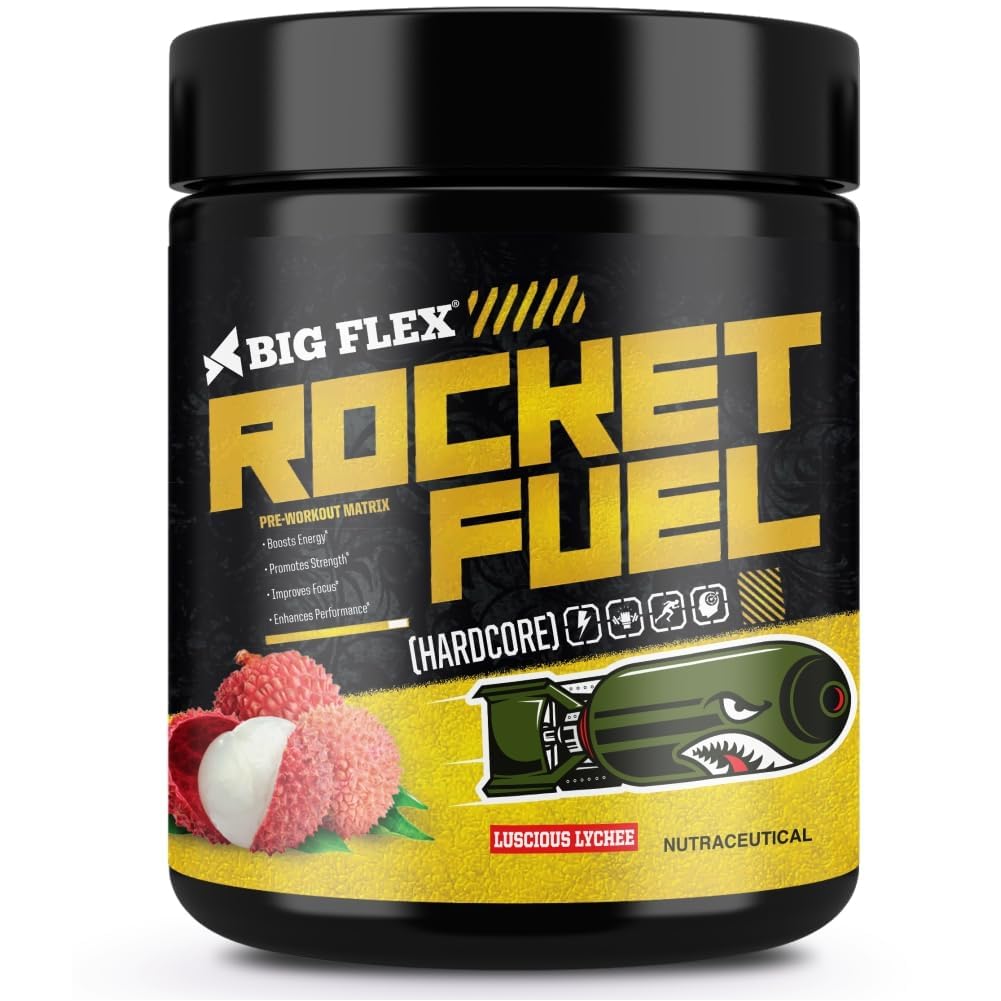 BIgflex Prime Rocket Fuel Preworkout [ 30 Servings,Luscious Lychee] | 4000mg Beta Alanine | 800mg L-Citrulline | 400mg L-Arginine | 400mg Creatine HCL | Mental Focus | Energy | Powerful Pumps