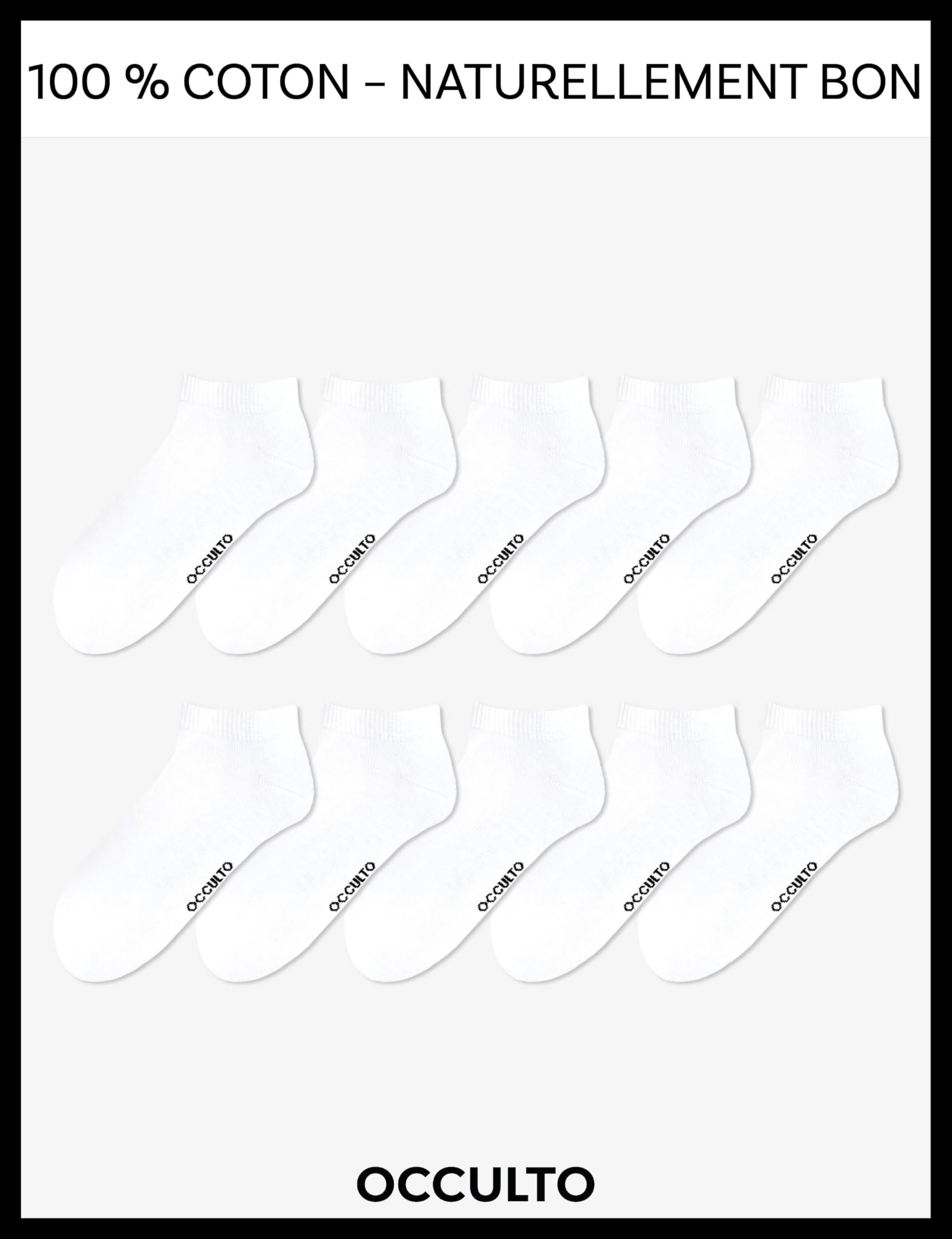 Occulto socquette femme & homme 100% coton lot de 10 (modèle: Manu), chaussettes courte