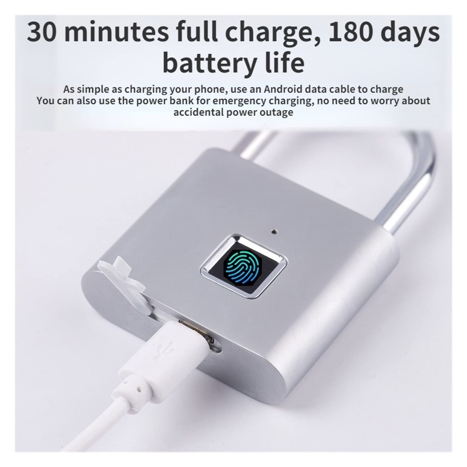 Serrure Connectée, Tuya Smart empreinte digitale cadenas sécurité à domicile Anti-vol étanche télécommande batterie alimentation USB sans clé serrure de porte ,Smart Lock facile à Installer(Tuya 20 Fi