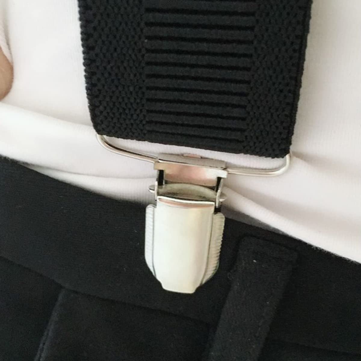 Szelki męskie， Szelki męskie X-Back 1,4" szerokie, regulowane, solidne, proste, skórzane, z klipsem dla mężczyzn(Black)