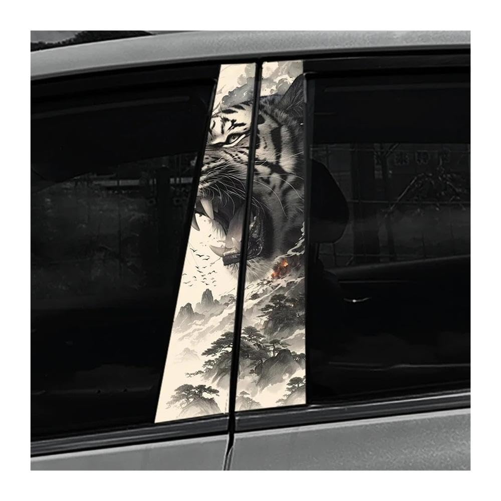 Auto Accessory Tiger Car B Pillar Decal Waterproof Auto Center Pillar Sticker(C)