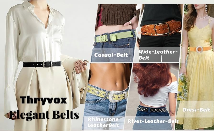 Snap On Three Row Genuine Leather Rock Star Metal Studded Cowhide Leather Belt - Image 5