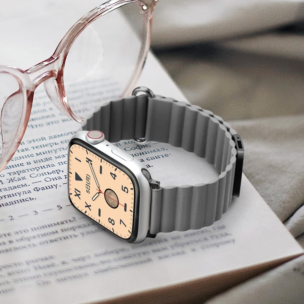 Apple Watch 49 / 46 / 45 / 44 / 42mm用 ULTRA 2 / 1対応 PUレザーマグネットバンド グレー PG-AW49MG04GY