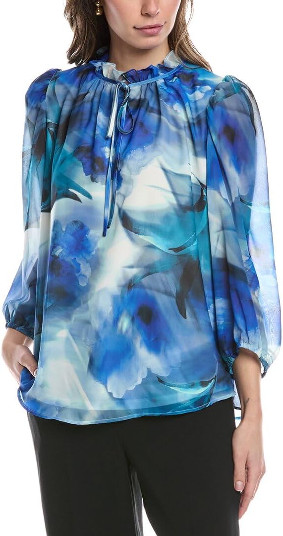 Anne Klein Womens Three Qrtr SLV Tulla Blouse