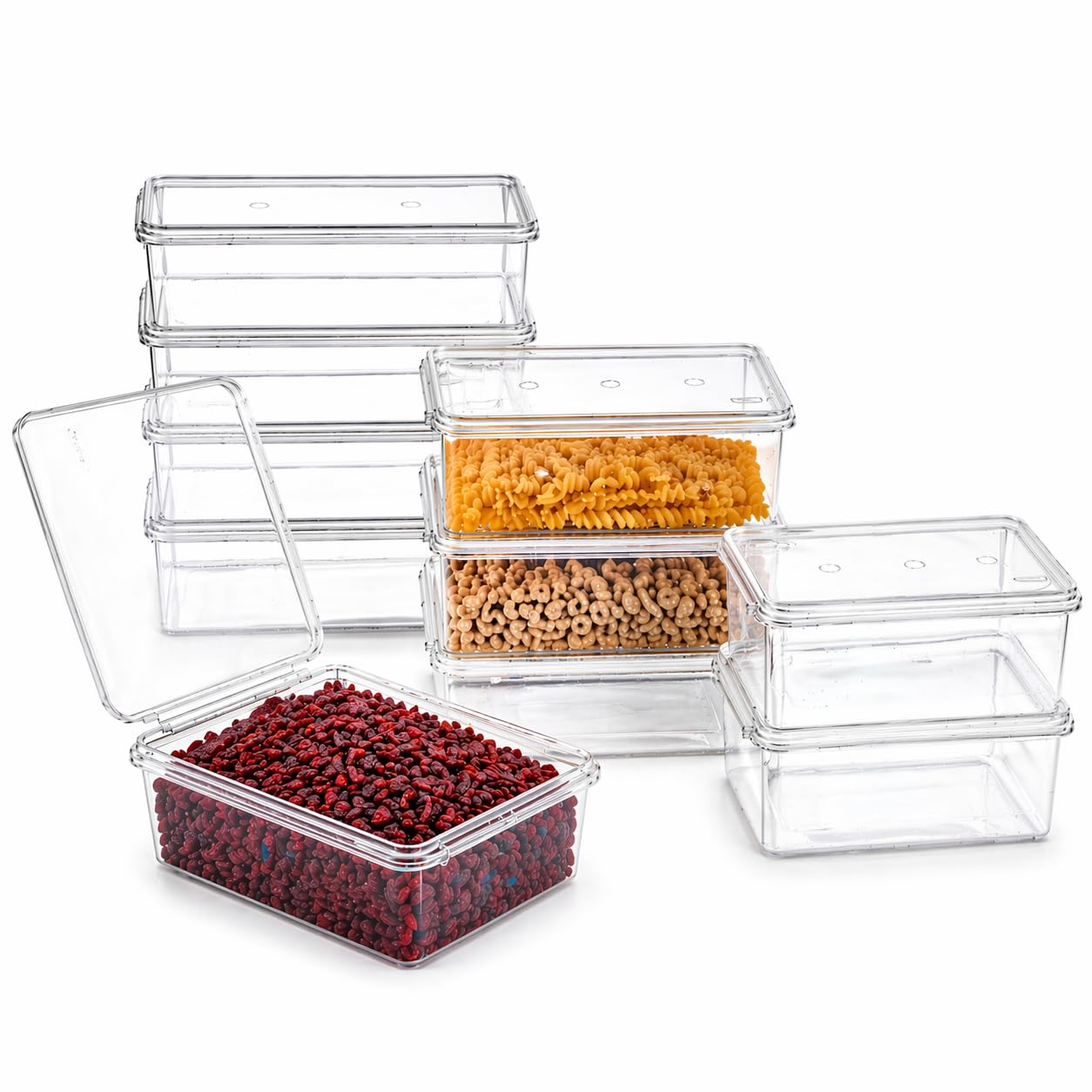10-Pack 1L Airtight Food Storage Containers with Integrated Lids – BPA-Free Plastic Flour & Cereal Storage Containers for Dry Food Kitchen Storage and Pantry Organisation Meal Prep