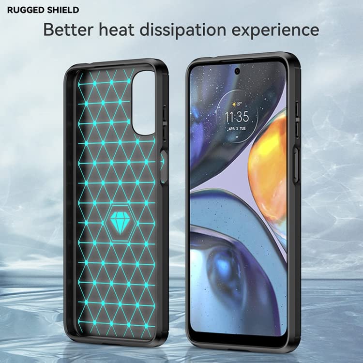 Image of NPRC Hybrid Ultra Slim Protective Case TPU Non-Slip Carbon Fiber Texture Shockproof Case Cover for Moto E32 - Black