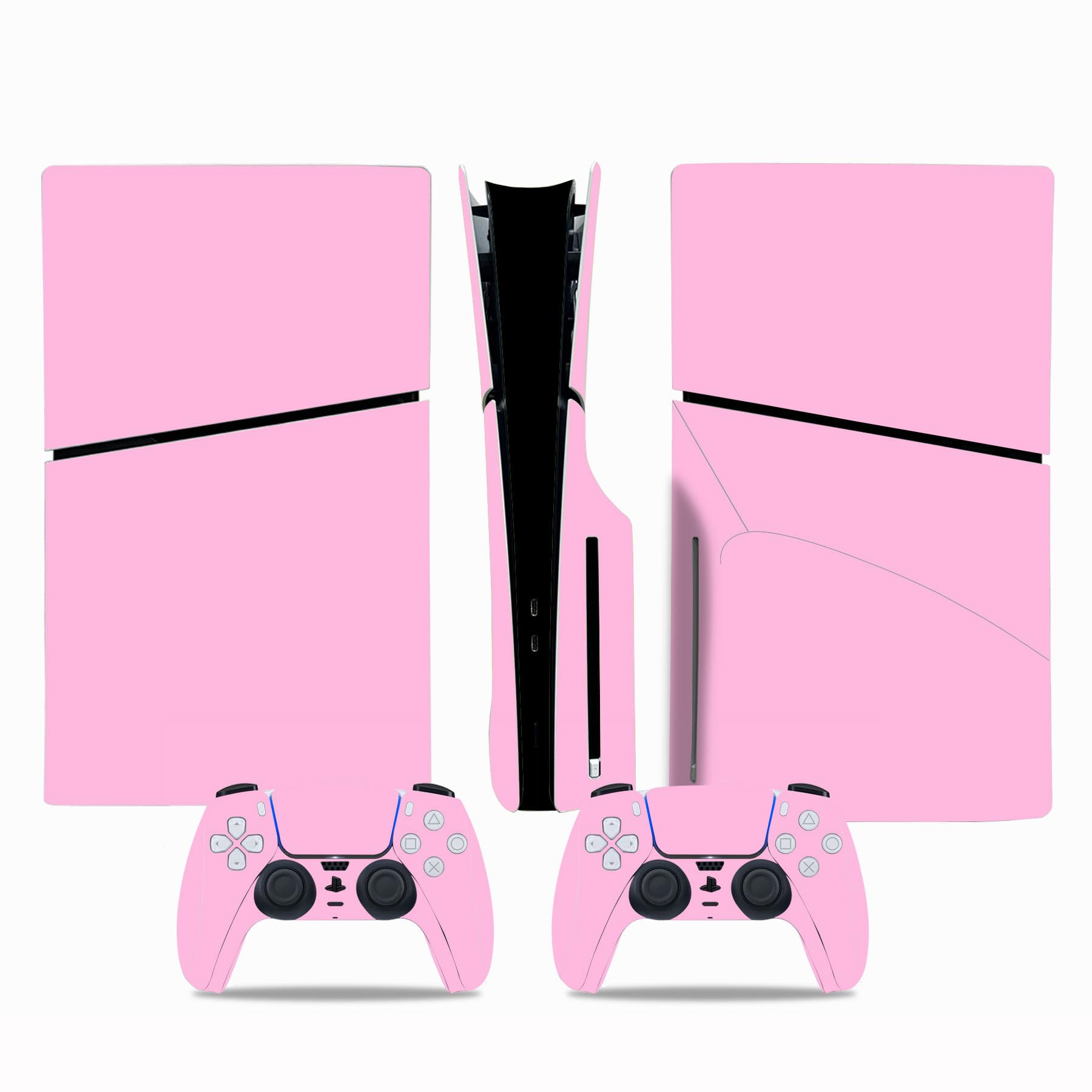 Skin Sticker Compatible with PS5 Slim Disc Console Protective Vinyl Decal Cover Wrap for Wireless Controller Pink