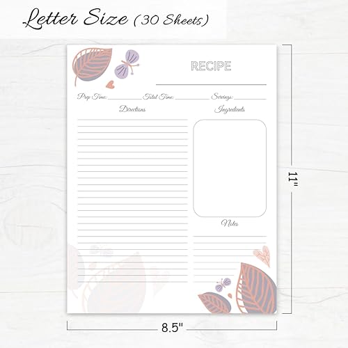 Miniatura 7 de Lubudingjoy Papel de receta prémium para carpetas de recetas de 8.5 x 11 pulgadas, hojas de tarjetas de recetas de tamaño carta de diseño brillante,