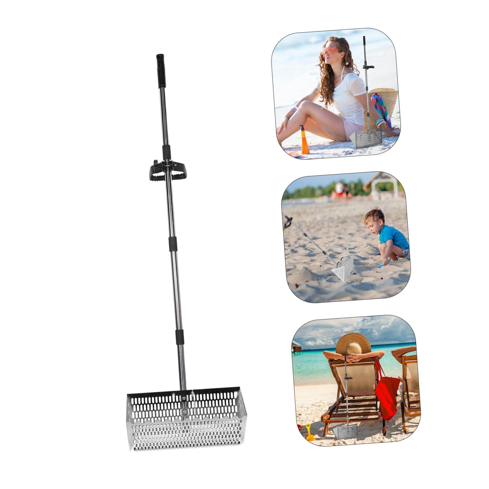 Abaodam Pala De Playa De Acero Al Carbono Multifuncional Tamiz De Playa para Filtrar Conchas y Arena para Exploración En La Playa