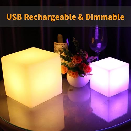 Miniatura 10 de Borelor Luz LED en forma de cubo, lámpara de estado de ánimo recargable de 4 pulgadas con control remoto, luz nocturna brillante que cambia de