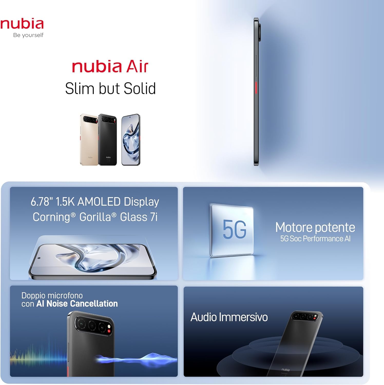Smartphone 5G ultrasottile, Display AMOLED 6,78", 512 GB, RAM 8 GB, Tripla fotocamera AI 50MP, Batt. 5000mAh, resiste a acqua e polvere (IP68 & IP69), Titanimu Black