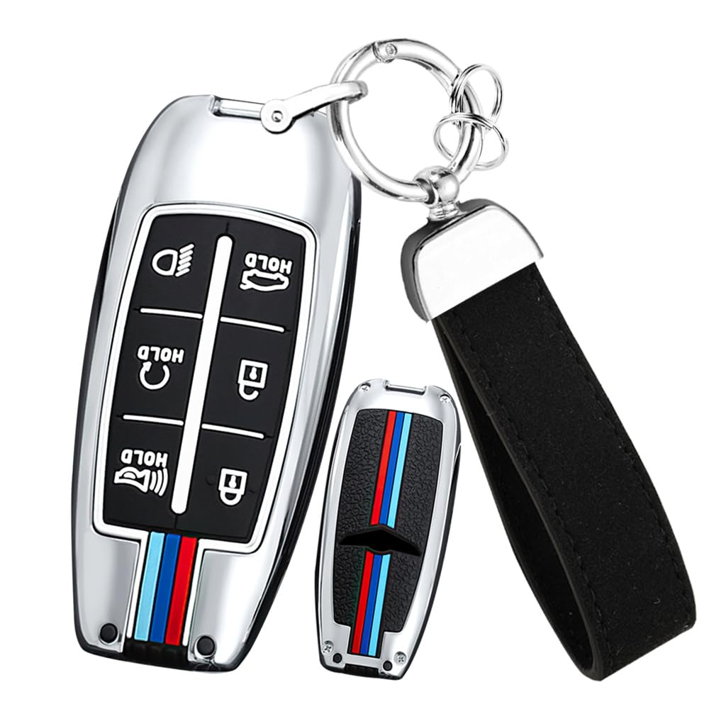 Ontto Custodia In Pelle Per Chiave Auto – Compatibile Con Hyundai Genesis G80, GV70, GV80 2020-2022, Colore Marrone - 4