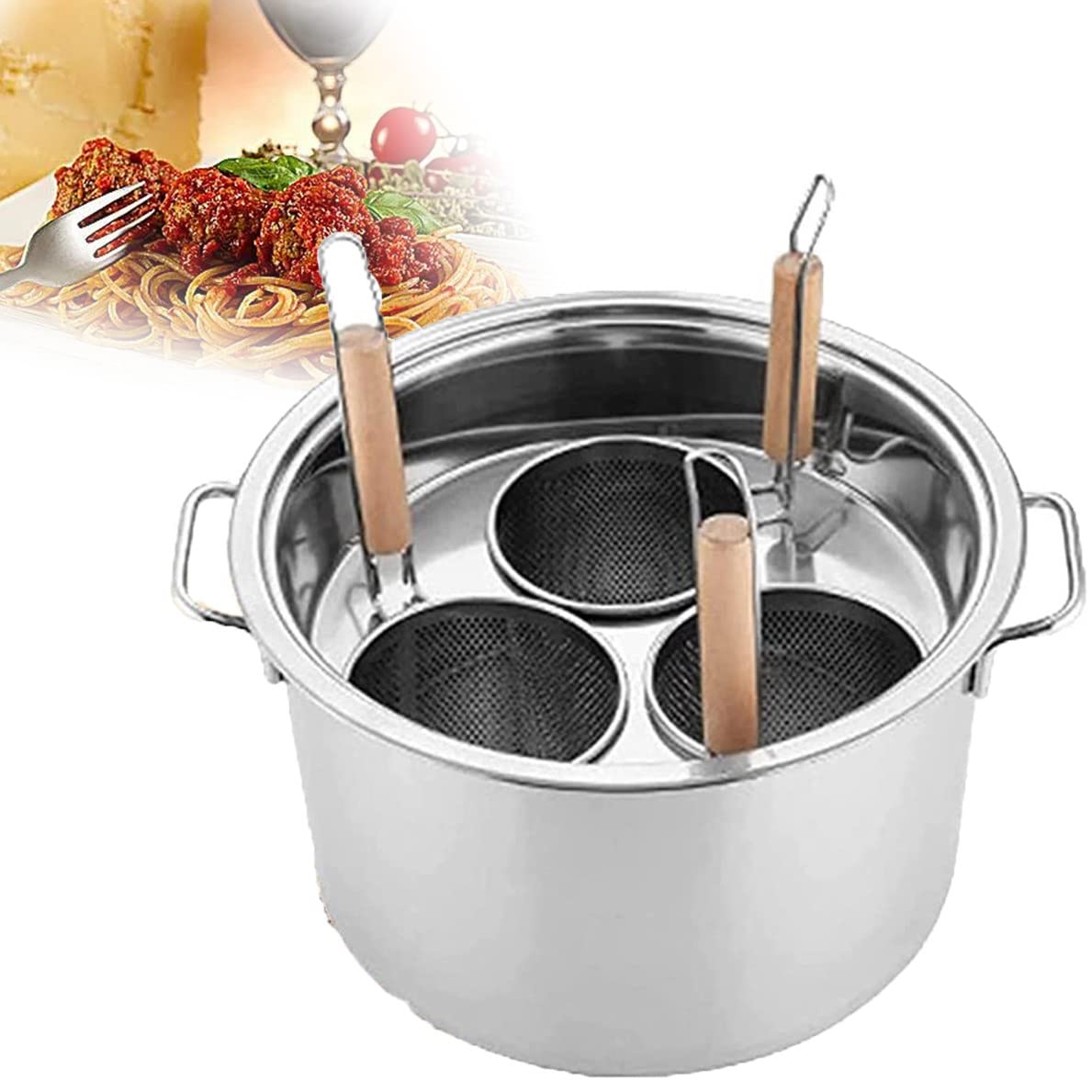 Olla Para Pasta De 3/4/5 Agujeros, Olla Para Pasta, Olla Para Fideos, Utensilio De Cocina, Olla De Acero Inoxidable Con Cesta Coladora Para Cocina Doméstica Y Restaurante, 5 Agujeros, 3 Agujeros