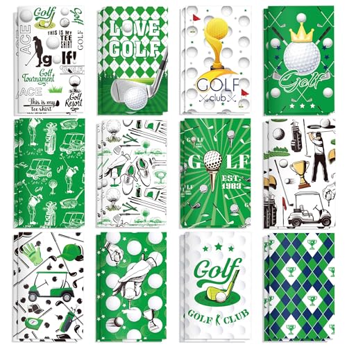 24 Pcs Mini Golf Themed Notepads,Sports Ball Party Favors,Sports Ball Pocket Notebooks – 12 Golf Designs (2 of Each),16 Lined Pages,3.15x4.92 Inch Mini Notebooks for Teens,Goodie Bag Stuffers Notepads