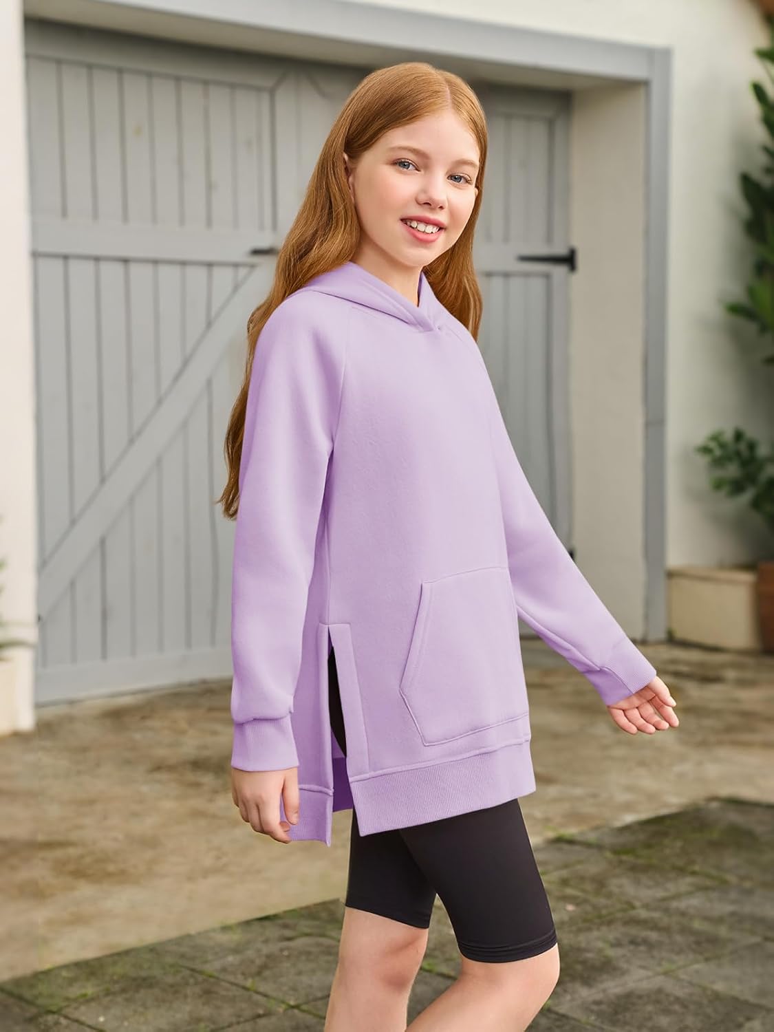 Haloumoning Girls Oversized Hoodies Kids Fleece Lined Long Sleeve Hooded Sweatshirt with Kangaroo Pocket 5-14 Years - Image 3