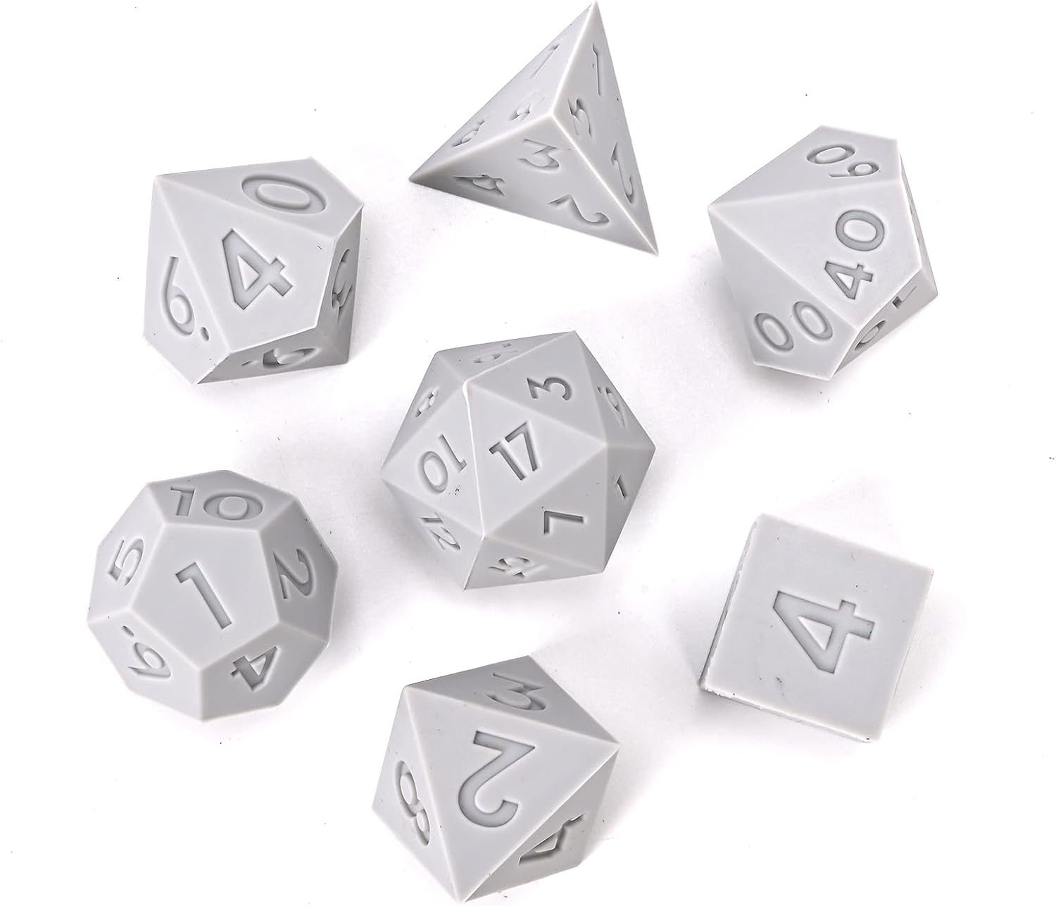 Silicone Dice, DND7PCS Piece Silicone Dice Set, with Flannelette Bag Storage Box, Suitable for Dungeons & Dragons Role-Playing and Board Games. (Gray)